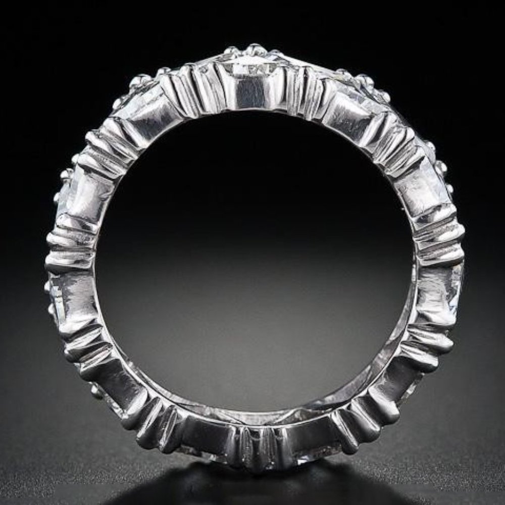 Shiny Triangle CZ Silver Plated Trendy Eternity Ring for Women, L211 - Picture 8 of 10